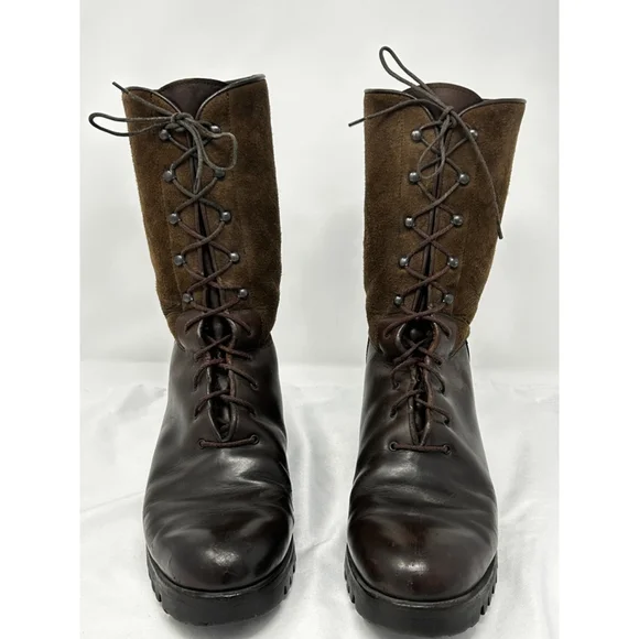 Salvatore Ferragamo Suede Accent Leather Boots, 9.5 - Picture 2 of 13